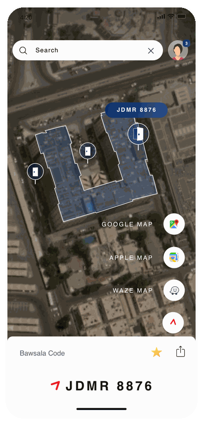 Sharing a Bawsala code out to Google, Apple or Waze maps