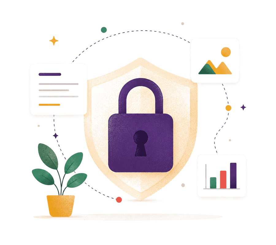 Shield and padlock illustration representing protected case study content