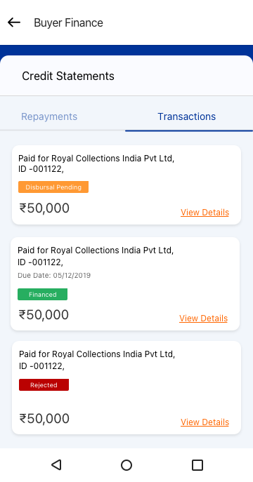Credit statement transactions